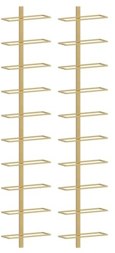 vidaXL 2X Wand Weinregal für 10 Flaschen Wandregal Weinhalter Weinflaschenhalter Flaschenregal Weinständer Hängeregal Weinflaschenregal Golden Metall