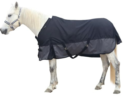 Gallopoff 1200 Denier Ripstop-Regendecke, leicht, wasserdicht, atmungsaktiv, keine Füllung, Schwarzgrau, 198,1 cm