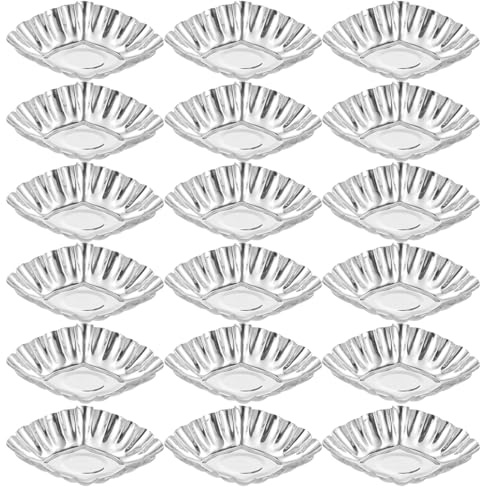 Hemoton 20Pcs Stainless Steel Egg Tart Molds Mini Cupcake Baking Cups Small Tartlet Pans for Muffins Pies and Home Kitchen Use