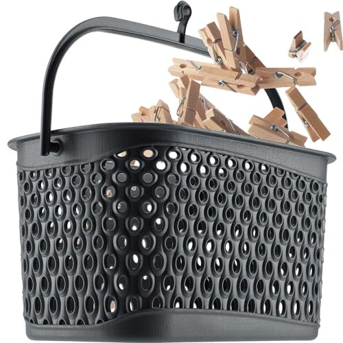 KADAX Cesta Clásica para Pinzas de la Ropa, Tendedero Con Ganchos - Bolsa para Colgar (Gris)