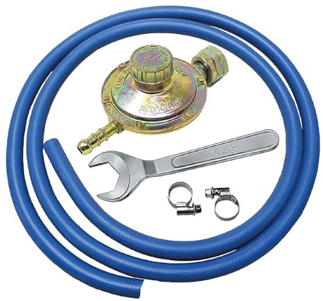 Crisalide®- Kit Tubo REGOLATORE Professionale 4 pz (Gas, Gpl) Cucina, Barbecue, Stufa: 1 Tubo+1 Regolatore+2 Fascette+1Chiave: Omologato 7140 IMQ Pressione 20/60 Bar, Made in Italy (Variabile)
