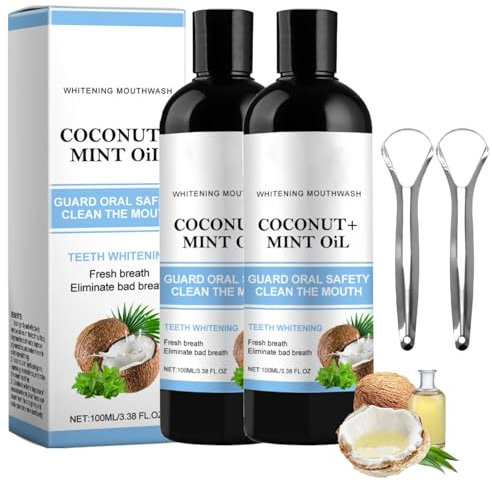 Coconut Oil Pulling for Teeth,Aufhellendes Öl Mundspülung, Mundziehöl mit Kokosnuss & Pfefferminzöl, kokos minze für Frischen Atem,Zahnaufhellung und Gesündere Zähne und gesundes Zahnfleisch (2)