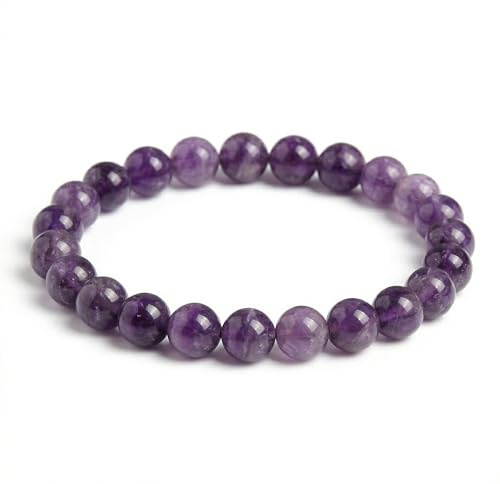 JoyasMinerales Pulsera de Piedras Naturales 100% Auténticas - Pulsera Amatista - Ajuste Cómodo y Estilo Elegante | Cuerda Elástica Coreana y Caja de Joyería Incluida (Amatista, 8mm)