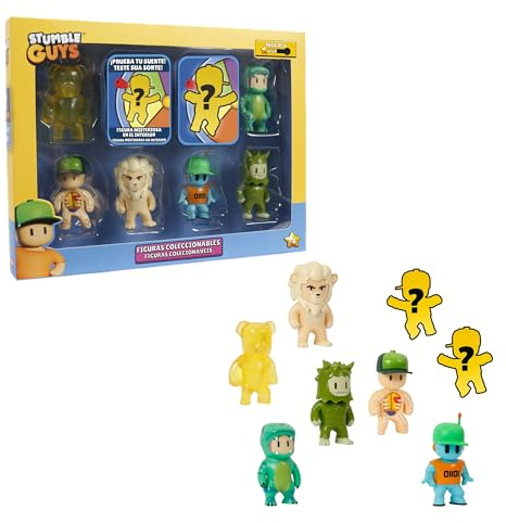 Bizak Stumble Guys Pack 8 Personaggi d'azione T-Rex Guy + Robot Guy, Personaggi da collezionare, Licenza ufficiale del videogioco di demolizione, Adulti Fan e ragazzi e ragazze +8 anni (64112072-6)
