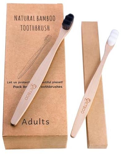 Bamboo Micro-Nano Zahnbürsten, extra weiche Zahnbürste mit 20000 Borsten für empfindliches Zahnfleisch Kinder Erwachsene (Schwarz Weiß 8P)