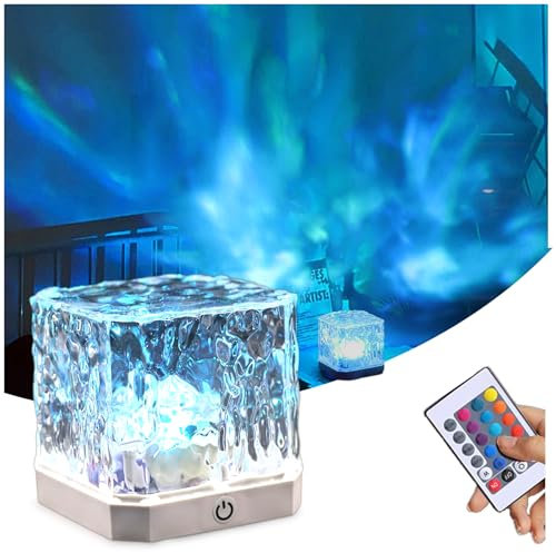 16 Color Adjustable Northern Lights Projector, Aurora Light with Remote, Water Lamp for Bedroom Living Bath Bar