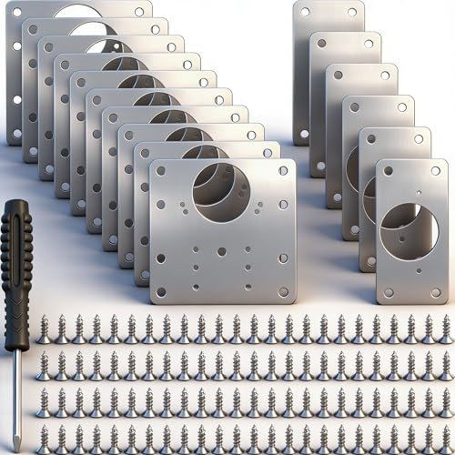 16PCS Cabinet Hinge Repair Plate, Cupboard Hinge Repair Plate with 96PCS Screws, Kitchen Door Hinges Repairs Plates Stainless Steel Hinges Repairs Brackets with Holes &Screwdriver for Wood Furniture