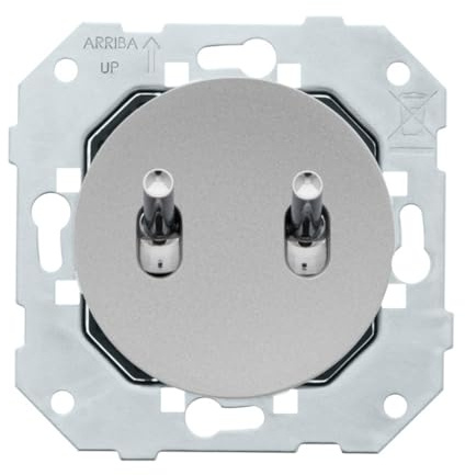 FONTINI - Double bouton poussoir ALU - manette chrome DOM + plaque simple blanc