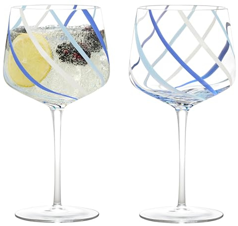 Anton Studio Designs Rio Bicchieri da cocktail da gin artigianali, 700 ml, azzurro, set da 2, ideali per gin tonic, vino o cocktail