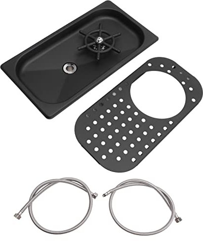 Rinser de nettoyage en verre Zenithaur, 304 Pichet en acier inoxydable Rinser Haute pression Cup avec un drain et un plateau pour goutte (Noir)