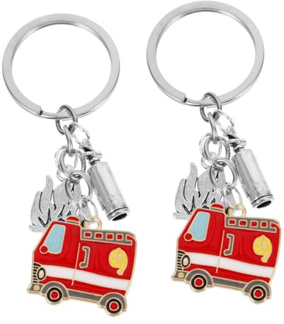 Beavorty 2stücke Feuerwehr Schlüsselanhänger Aus Metall Kleiner Feuerwehrmann Schlüsselring Anhänger Praktische Tasche Und Autoschlüssel Deko Geschenk Für Feuerwehrmänner Und Fans