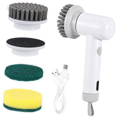 TOPPERFUN Brosse De Nettoyage Électrique Scrubber Nettoyeur Lavage Autolaveuse Électrique Pour Le Nettoyage Brosse à Récurer Électrique Autolaveuse Portable Blanche Abdos