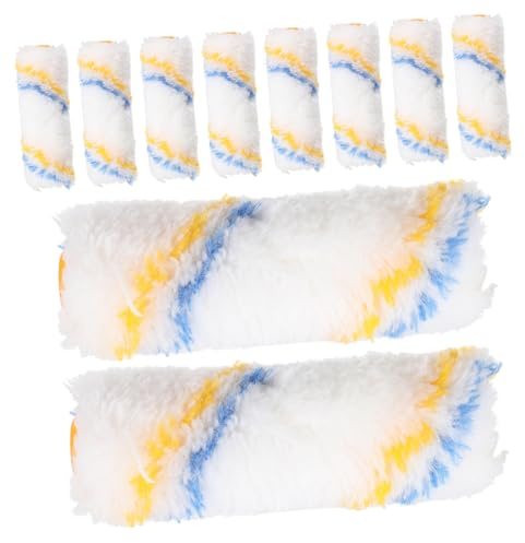 VILLCASE Juego de 10 Piezas de Rodillos de Pintura de 4 Pulgadas Diseño de Cabeza Plana, Material Poliéster y Abs, para Pintar Paredes y Puertas Pinturas al Agua y Acabados Brillantes