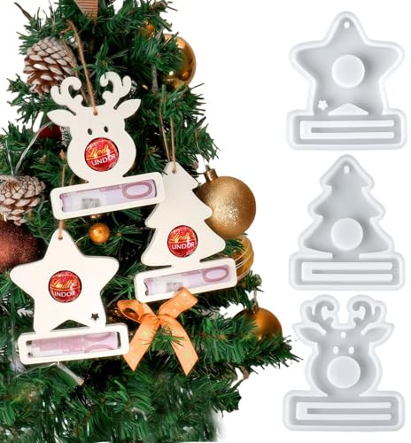 EPODA Silikonform Weihnachtsbaum Stern Schneeflocken Rentier Gießformen DIY Weihnachten Anhänger Gipsformen Weihnachtsdekoration 3D Giessformen Handwerk