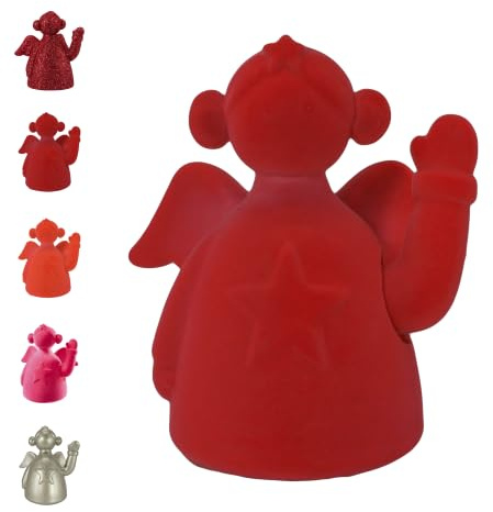 Klocke Dekorationsbedarf Deko Winke Engel - Weihnachtsfigur mit Stern - Festliche Weihnachtsdekoration & Geschenkidee (Rot)