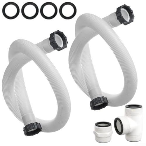 Gdfnmogo Kit de conector adaptador y manguera de bomba de filtro de piscina compatible con piscinas Intex y Coleman, manguera de filtro de arena de 1.5 pulgadas de diámetro, junta dividida y T