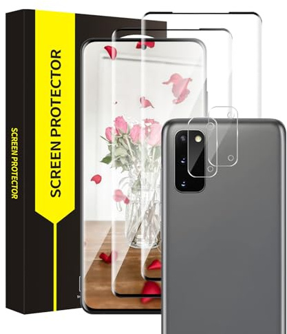 Cable Leader 2+2 Schutzfolie für Panzerglas für Samsung Galaxy S20 Plus 5G, 9H Härte Schutzglas+Kameraschutz, Keine Blasen, 3D Kante, Sensitive Touch, 0,33mm HD-Klar Samsung S20 Plus Displayschutz