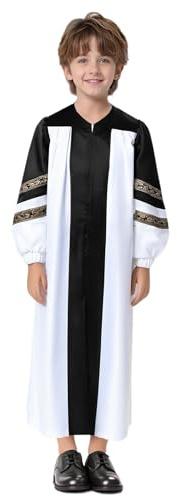 Yhong Tunica Di Coro Unisex Per Bambini Toga Lunga Manica Lunga Per La Laurea Abito Per La Conferma Costume Per Halloween Nero 13-14 anni