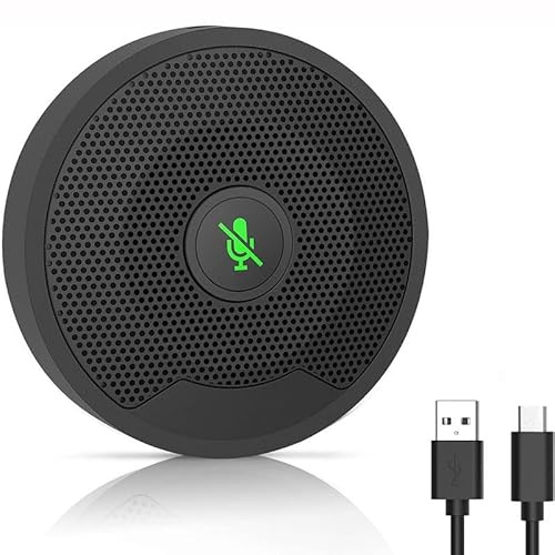MoSundi UM10 USB Konferenzmikrofon mit 360° Omnidirektionaler Tonabnehmer für PC, Schwarz