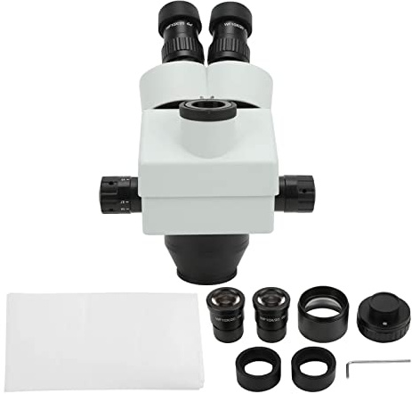 Tête de Microscope stéréo à Zoom Tête de Microscope trinoculaire Grossissement 3,5X à 45X Verre Optique Haute résolution pour expériences microscopiques Construction en Verre