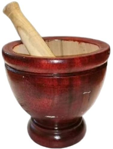 Ensemble de mortier et pilon en bois naturel, outil de cuisine thaïlandais manuel 6 pouces pour broyer les herbes et l'ail