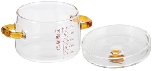 Milisten Marmite en Verre Borosilicate Haute Température 150 Ml avec Double Poignée, Cocotte Transparente Résistante la Chaleur pour Cuisson Vapeur et Ragoût, Ustensile la Cuisine
