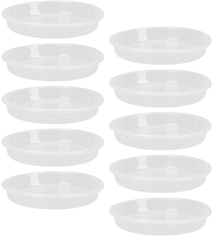 Ciieeo Bandejas Transparentes para Plantas de Interior 10 Piezas Bandejas Redondas de Plástico sin Agujeros Platillos para Macetas Pequeñas de Agua para Jardinería