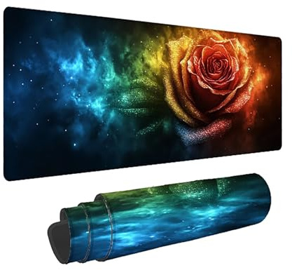 Mousepad, Mauspad XXL Fiore Paesaggio, Gaming Mauspad - 1000x500x3mm - Tappetino Scrivania con Base in Gomma Antiscivolo, Mouse Mat con Bordi Cuciti per Computer, PC, Laptop-44076