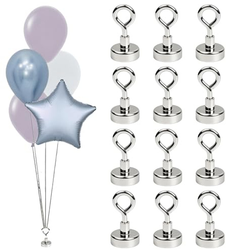 12 Pièces Poids Ballon Helium Aspiration Ultra Puissante Crochet Aimanté | Puissant Compact Aimant Neodyme Résistant Aimant Puissant Idéal pour les Fêtes Mariages Anniversaires et Autres