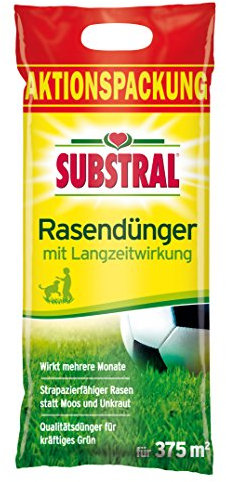 Substral Rasendünger, mit Langzeitwirkung, 100 Tage Langzeitdüngung, mit umhüllten Langzeitstickstoff, 7,5 kg für 375 m²