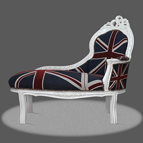 Casa Padrino Barock Kinder Chaiselongue Union Jack/Weiß - Recamiere Barock Möbel