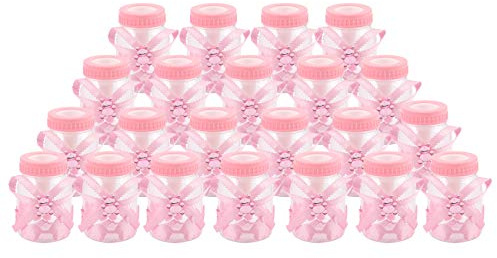 casstaly 24x a Dragees Mini biberon 4x9cm Strass Ours Rose Cadeau faveur bonbonniere Fille Bapteme
