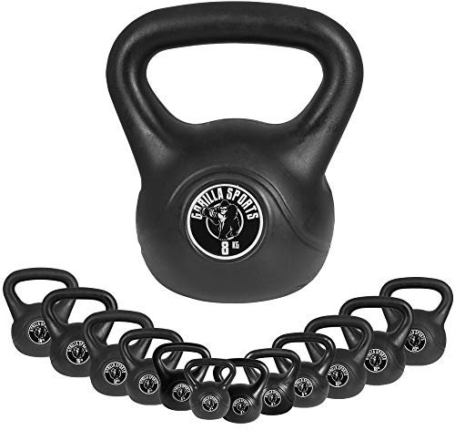 GORILLA SPORTS® Kettlebell - Einzeln 2kg - 20kg oder Set 17kg, 24kg, 30kg, 110kg, 113kg mit/ohne Ablage, Kunststoff - Kugelhantel, Kugelgewicht, Schwunghantel, Gewichten, Fitness, Krafttraining