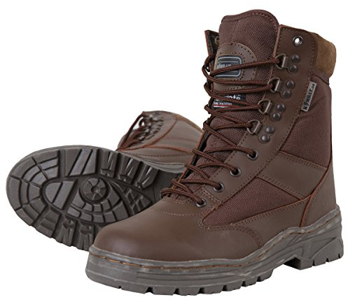 Kombat UK Men's Half Leather/Half Nylon Patrol Boots - MOD Brown, Size 10
