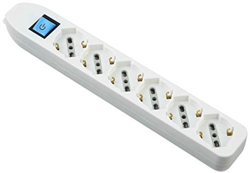 Electraline 82071 Multipresa 6 Posti P40 Senza Cavo, Bianco