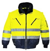 Portwest Hi-Vis Warnschutz 3-in-1 Pilotjacke, Größe: M, Farbe: Gelb/Marine, PJ50YNRM