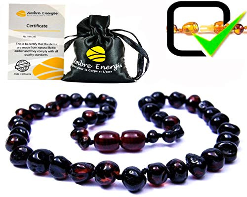 AmberJewellery Bernsteinkette 100% Baltischen Bernstein, 32-33cm. - mit Sicherheitsverschluss