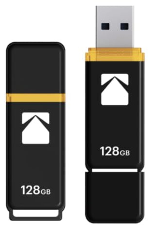 KODAK Clé USB 128Go Classic K102 - USB 3.0, Compatibilité Universelle, Lecture 15MB/s, Écriture 5MB/s, Compacte 54x12x6mm - Noir
