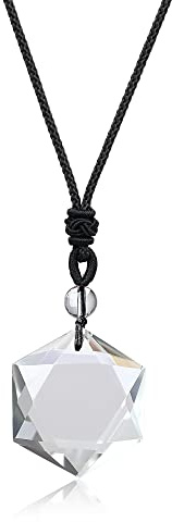 COAI Pendentif Étoile de David Collier Ajustable Pierre Cristal de Roche Unisexe
