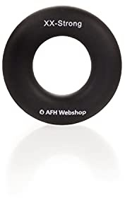 AFH Webshop Silikon Handtrainer und Fingertrainer | runder Handgriff Trainer | ergonomischer Fingertrainer Ring | Nagelhärter | Round Premium | schwarz | extra stark