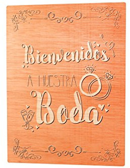 LA LLUNA ALWAYS CREATING Cartel Madera BIENVENIDOS A Nuestra Boda