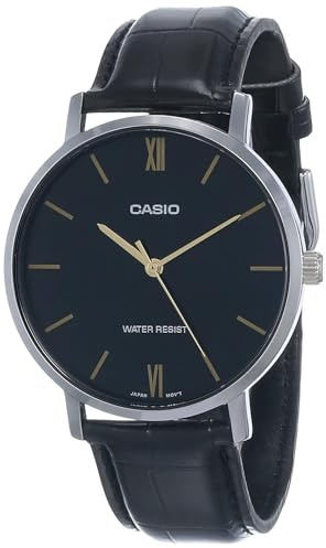 Casio TFV8 Watch, Black and Leather, Double XL, Black