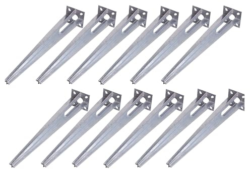 Bodenhülse Einschlaghülse für Ø 34 mm Rundpfosten, Aufnahme 100x100 mm (12) | 50 cm Länge, verzinkt, Einschlagbodenhülse, Bodeneinschlaghülse, für Zaunpfosten & Sichtschutz, Pfostenträger ohne Betonieren