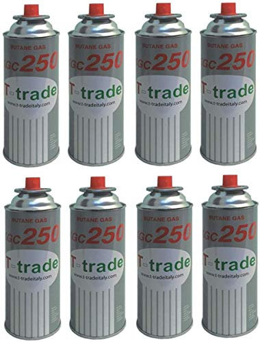 8 Stück – Gaskartusche LPG 250 g Art. KCG250 Idealer Lötkolben für Heizung oder Herd, kompatibel mit Campingaz Brunner, Produkt funktioniert mit Kartusche CP250 Campingaz