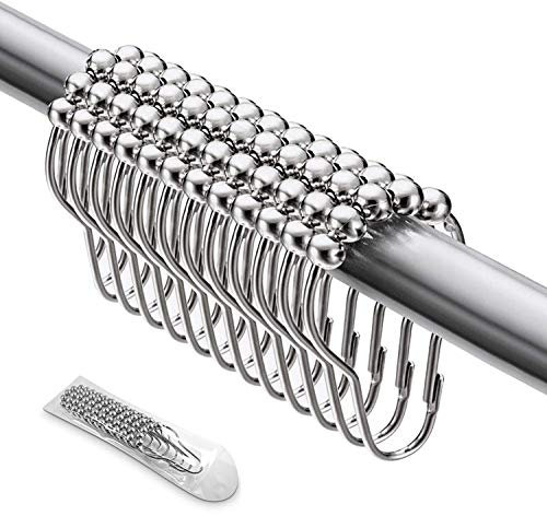 BITEFU 36 Pezzi Anelli Per Tenda Da Doccia,Ganci Ad Anelli in Acciaio Inox Per Tenda Da Doccia Per Anelli da Doccia Per Bagno, Soggiorno Ecucina(37×66mm）