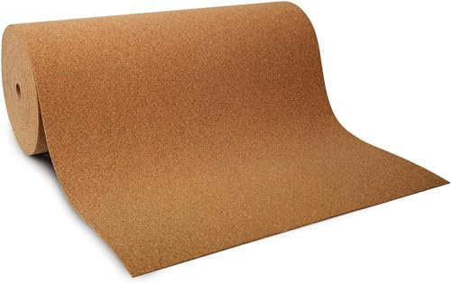 Pannello di sughero al metro – anche in misura XXL – isolamento acustico e termico, assorbimento degli urti, privo di formaldeide – Rotolo di sughero (100 x 500 cm, spessore 2 mm)