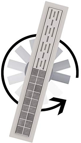 Aica Caniveau de Douche Italienne Acier Inoxydable Siphon Sol Réglable D'évacuation le Modèle Linéaire + 2 en 1 + 360° à Carreler Drain de Douche Rectangulaire Extra Plat Argent (70cm)