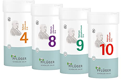 PFLÜGER Schüßler Salze - Stoffwechsel-Kur - Nr. 4, 8, 9, 10 je 400 Tabletten - glutenfrei