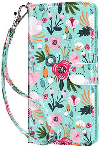 ULAK Handyhülle für Samsung Galaxy S20 FE Hülle Kartenfächer, Bunte Blumen | RFID-Schutz Premium Leder Schutzhülle Tasche Standfunktion Kartenfach Klapphülle mit Stoßfest Magnetisch Cover S20 FE 6,5Zoll