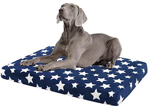 EMPSIGN Hundebett, Hundekissen passend für Käfige, Hundematte mit Abnehmbarem und waschbarem Bezug für große Hunde, Hundebett Wasserdicht XXL 122x76cm, 6.6cm Höhe, Farbe Blau